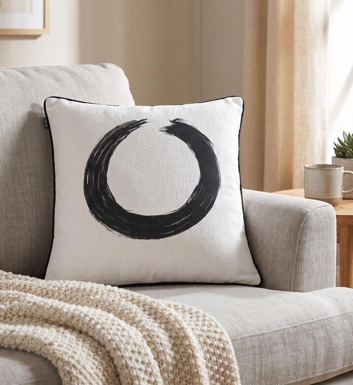 Home Deco and More Oska Printed Cotton Cover Filled And Vaccumed Cushion, Packshot View