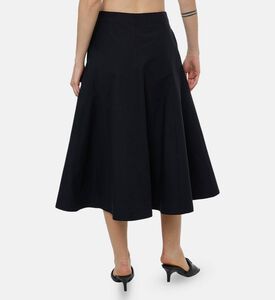 Dawei Asymmetric Buttoned Flared Skirt, Model View