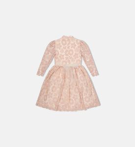 فستان بأكمام طويلة مطرز بأزهار