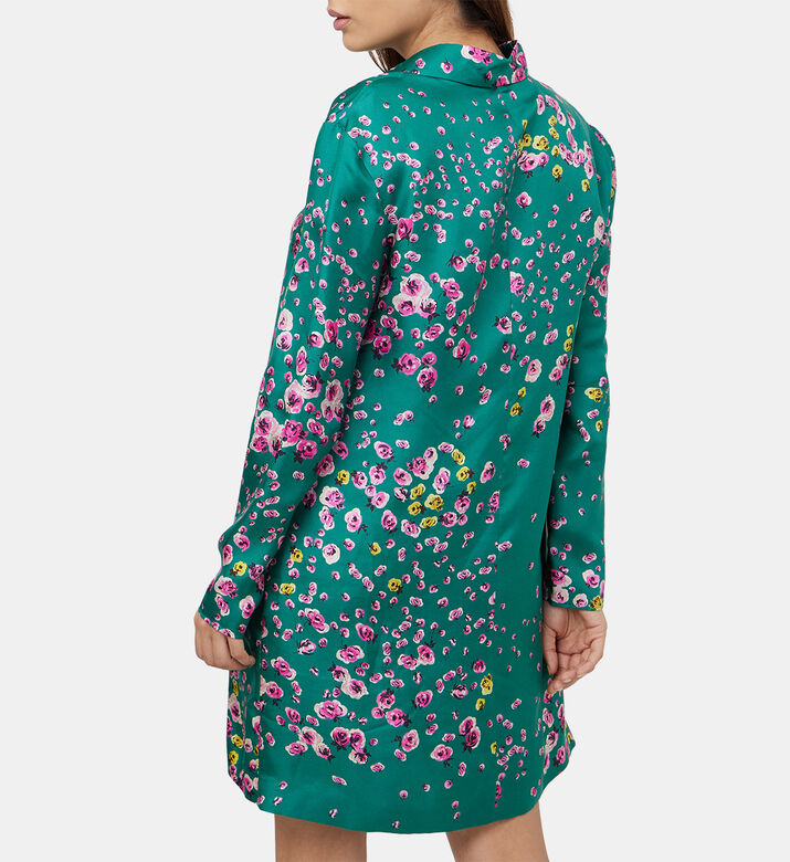 Rose Printed Floating Silk Dress