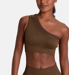 LIVE! Seamless Ribbed Knit Bra, Brown, Xs, Model View