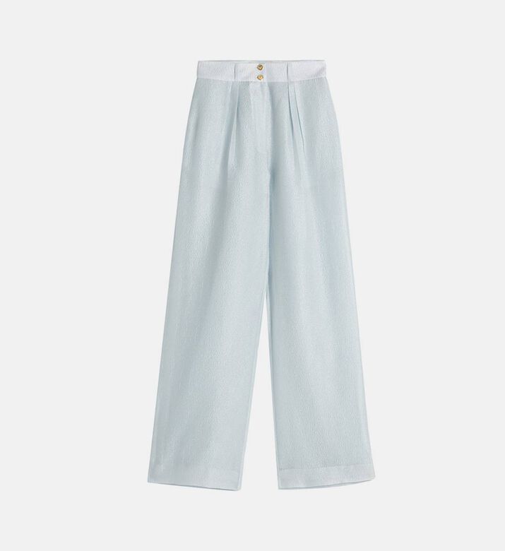 بنطال حريري بروكاد عالي الخصر