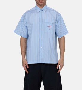 قميص قطن مخطط بأكمام قصيرة