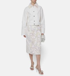 Plan C Floral Sequin Appliqu&eacute; Pencil Skirt, Model View