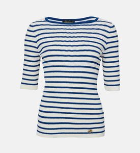 سترة مخططة بياقة دائرية