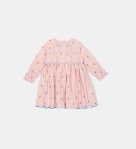 فستان بأكمام طويلة مطرز بأزهار