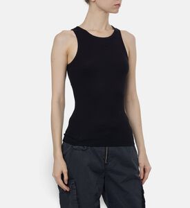 Ganni Logo-embroidery Sleeveless Top, Black, L, Model View