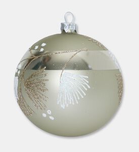 Home Deco and More Glittered Flowers Christmas Ball, Green, Packshot View