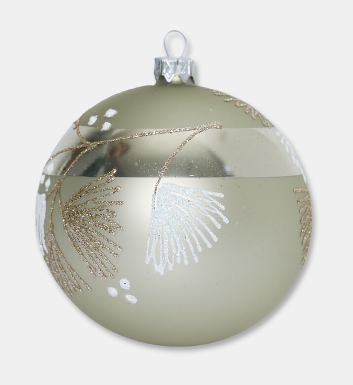 Home Deco and More Glittered Flowers Christmas Ball, Green, Packshot View