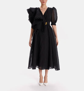 Asymmetrical Ruffle Chiffon Midi Dress