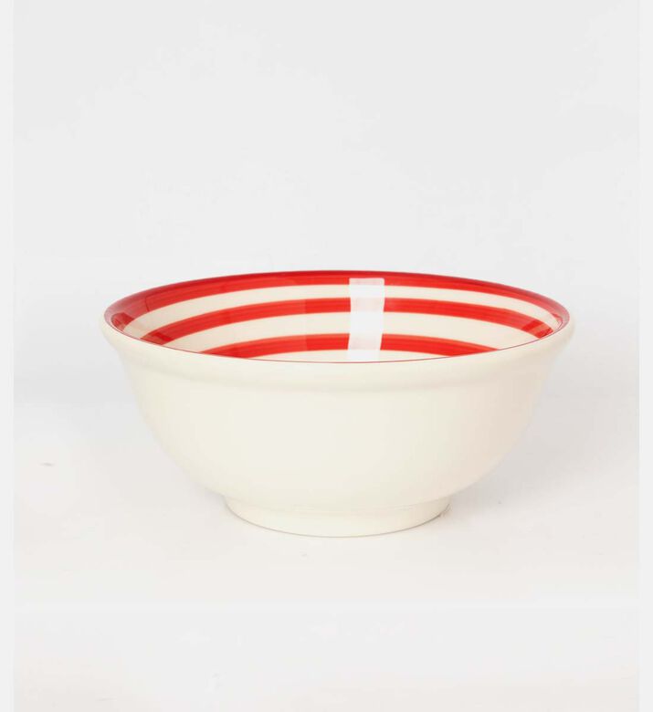 Easy Life Hand-painted Round Ceramic Bowl, Red, Packshot View