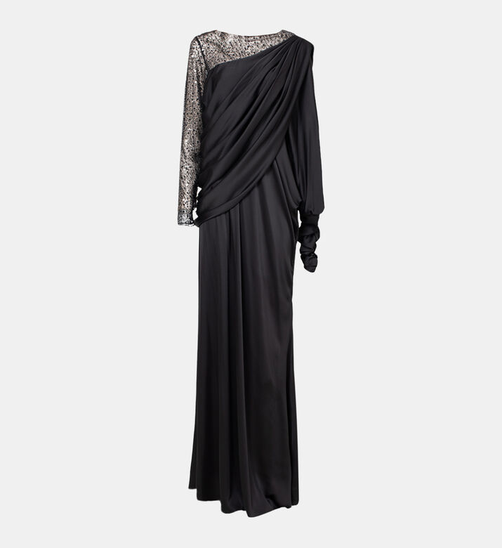 Beaded One-side Draped Dress