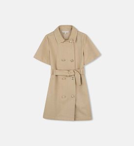 فستان قصير الأكمام بصفي أزرار