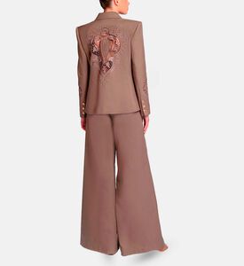 Michael Cinco Floral-embroidery Regular-fit Suit Set, Light-brown, Xl, Model View
