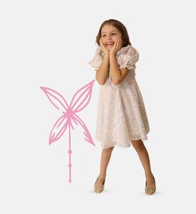 فستان قصير بأكمام قصيرة منفوش بنقشة أزهار مرقطة