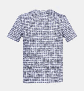 تيشيرت قطن بياقة مستديرة بنقشة مربعات