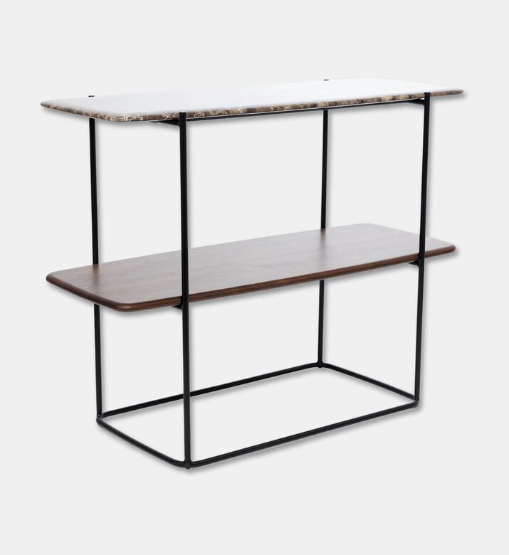 Home Deco and More Shard Single 2-shelves Shelving Unit, Walnut, Packshot View