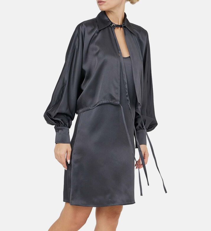 طقم فستان روب ساتان مكون من قطعتين