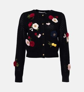 Alice and Olivia Dollie Embroidered Floral Cardigan, Packshot View