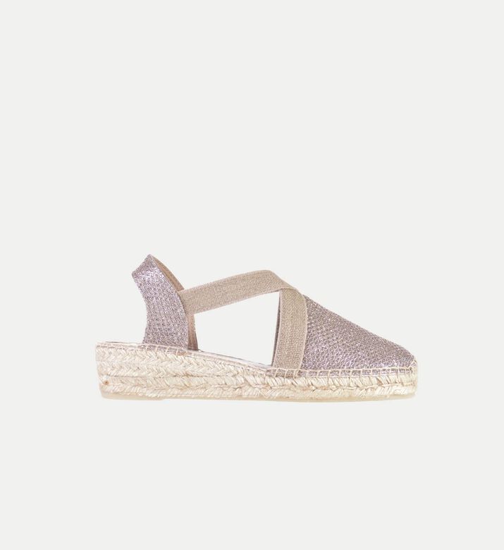 Toni Pons Velino-s Shimmery Cotton Blend Low-wedge Closed-toe Espadrille, Light-gold, Eu-37, Packshot View