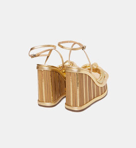 صندل بكعب ويدج بجلد معدني