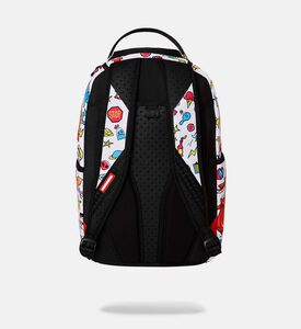 حقيبة ظهر فرو صناعي ورسومات غرافيتي