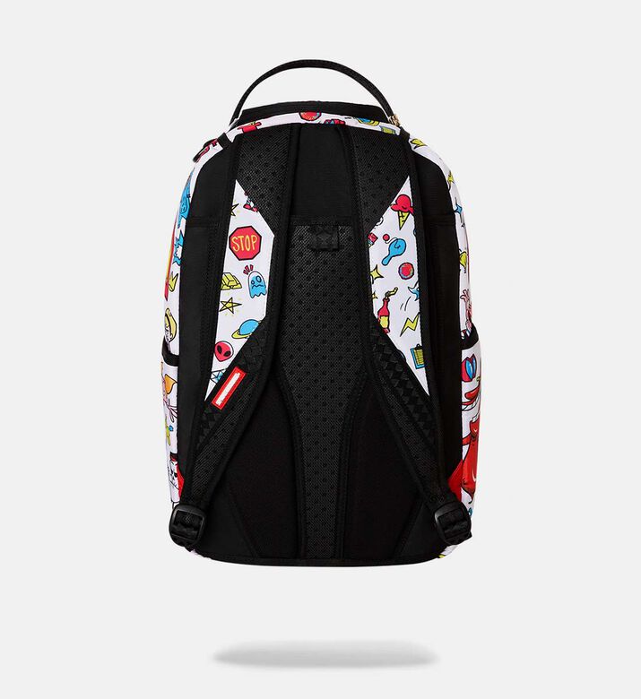 حقيبة ظهر فرو صناعي ورسومات غرافيتي