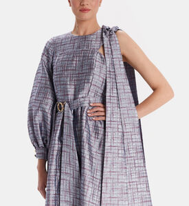 فستان واسع بكتف واحد بطبعة