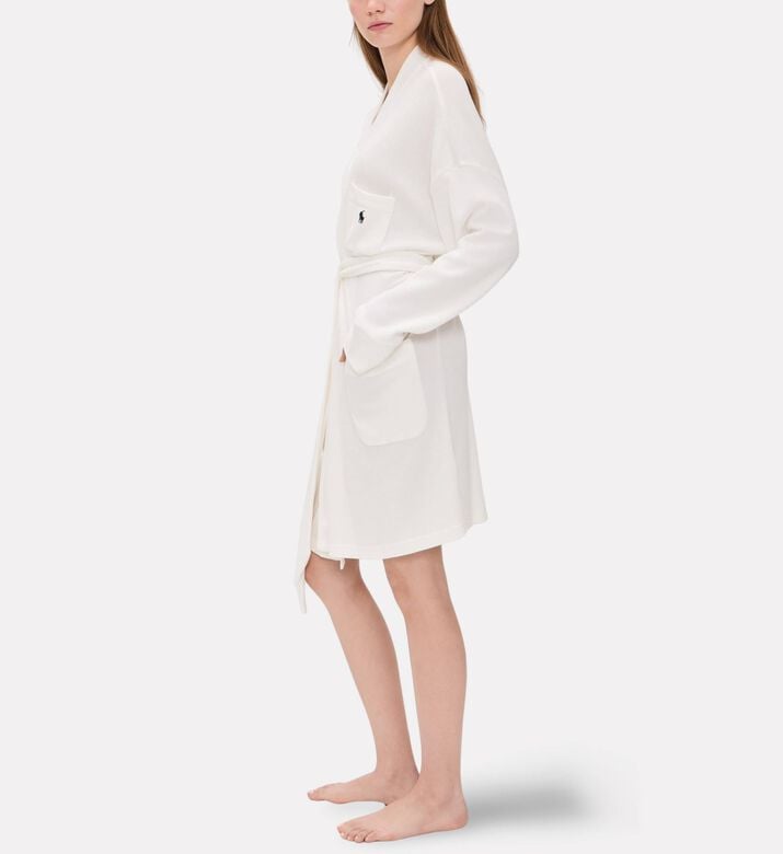 Polo by Ralph Lauren Waffle-knit Belted Robe, Beige, L-xl, Model View