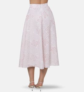 Blue For Burgundy Two-tone Floral Brocade A-lime Maxi Skirt, Model View