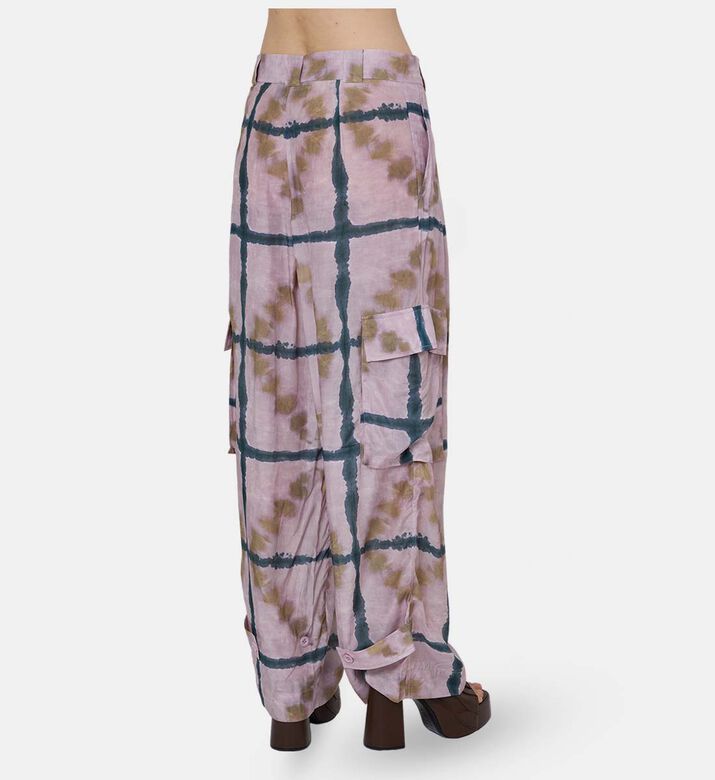Plaid Wide-leg Cargo Pants