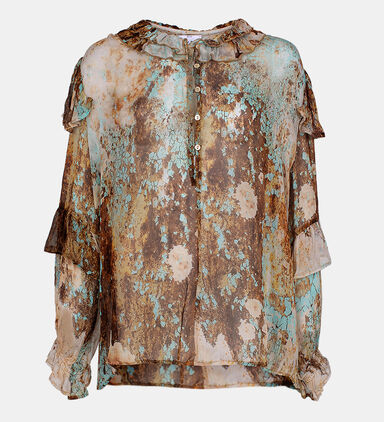 Marble Printed Ruffled Shirt
