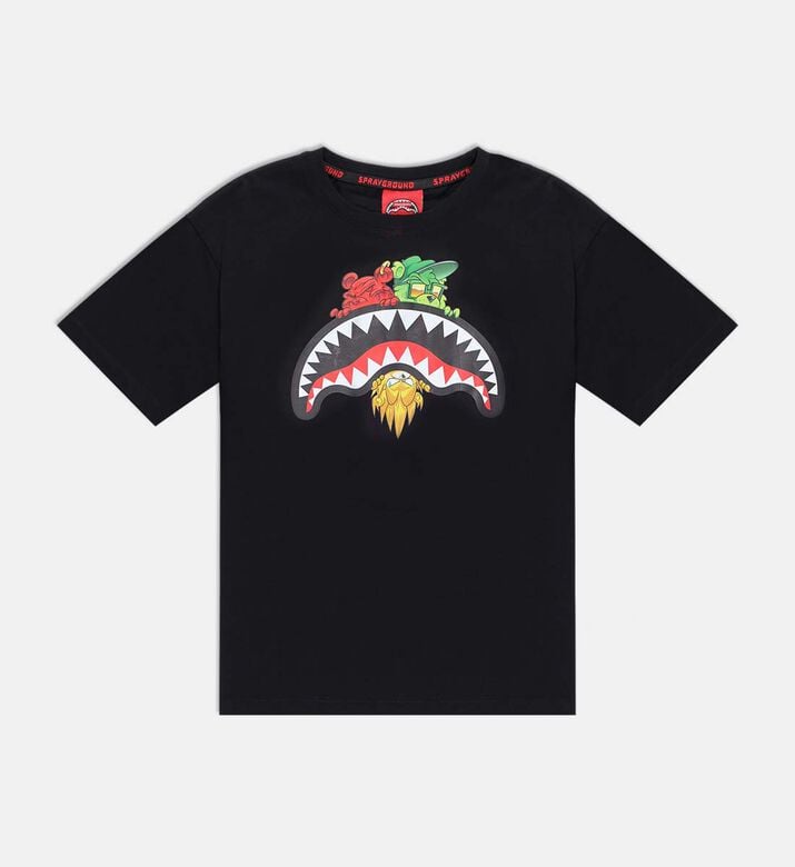 Sprayground Sharks-in-paris Characters Sneaking T-shirt, Black, 14y, Packshot View Sprayground Sharks-in-paris Characters Sneaking T-shirt, Black, 14y, Packshot View