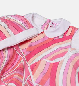 Matching Abstract-print Long-sleeve Romper Set