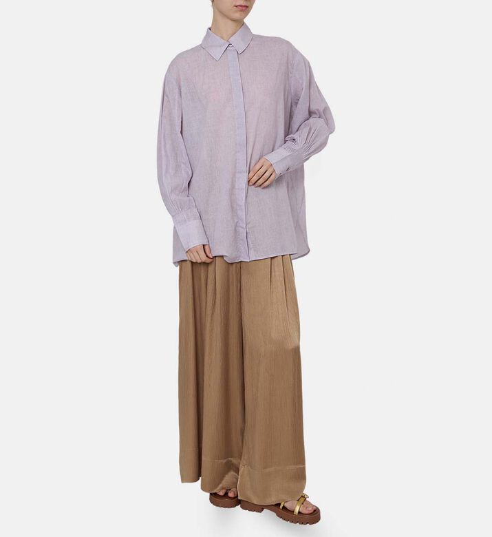 Semi-sheer Long-sleeve Button-up Shirt