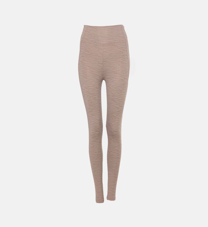 LIVE! Wavy-print High-waisted Leggings, Beige, L, Packshot View