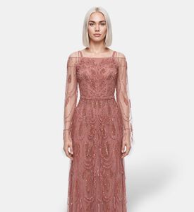Suzy Matar Sequinned Tulle Evening Gown, Model View