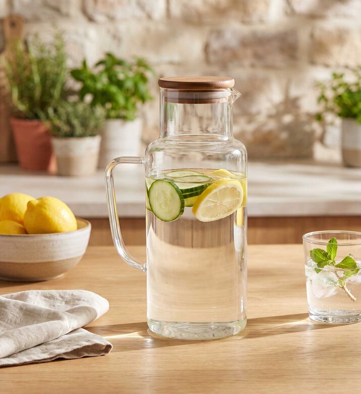 Andrea House Glass Bamboo Lid Water Jar, Packshot View
