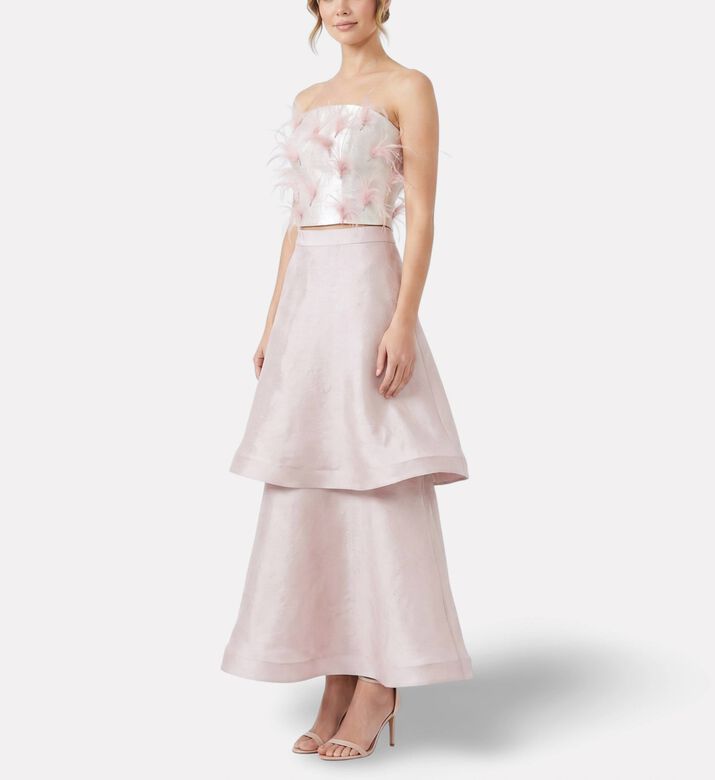 Savanna Feather Embellished Cropped Top, Model View