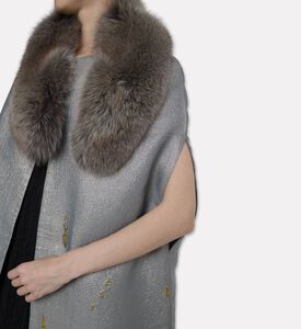 By Febe Fur Collar Open-sleeves Cape, Model View