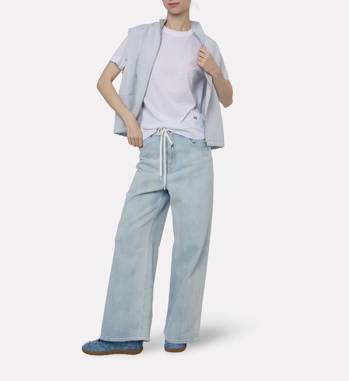 Samsoe Cotton Crewneck T-shirt, White, M, Model View