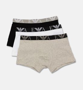 Emporio Armani Logo Elastic Waistband 3-pack Short-leg Boxers Set, Grey, Xxl, Packshot View