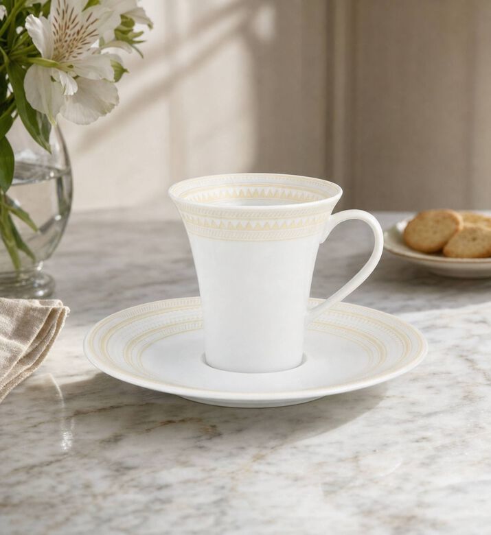 Vista Alegre Ivory Coffee Saucer Cup Set, Model View