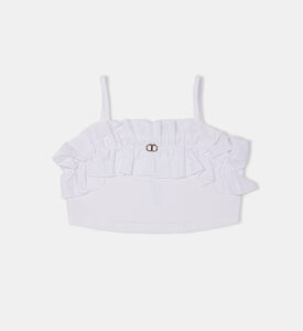 Cotton Logo Ruffled Crop Top