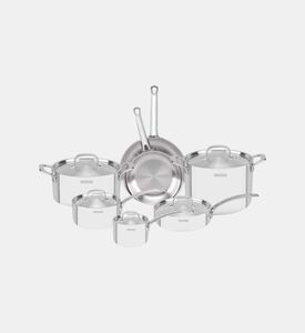 طقم أواني طهي 12 قطعة بهيكل ثلاثي الطبقات