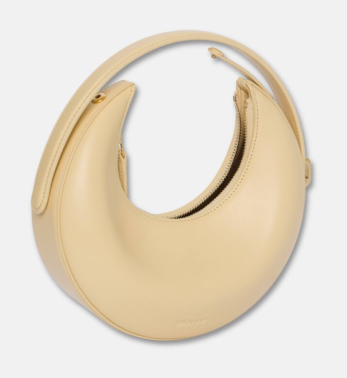 Mlouye Luna Circular Leather Bag, Beige, Packshot View