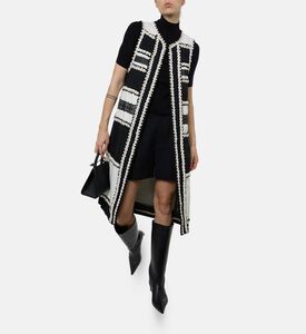 Edward Achour Paris Textured Sleeveless Long Vest, Model View