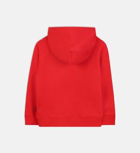 سترة طويلة الأكمام بغطاء للرأس وطبعة أمامية