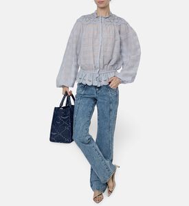 Isabel Marant Pintuck Ruffle Long-sleeve Blouse, Model View