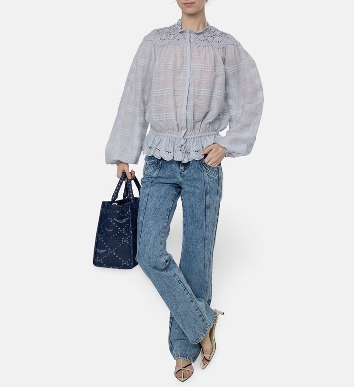 Isabel Marant Pintuck Ruffle Long-sleeve Blouse, Model View